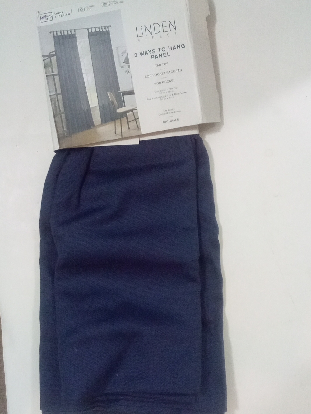 Linden Street Country Naturals Navy Panel 84"-88" 3 Way NWT $60